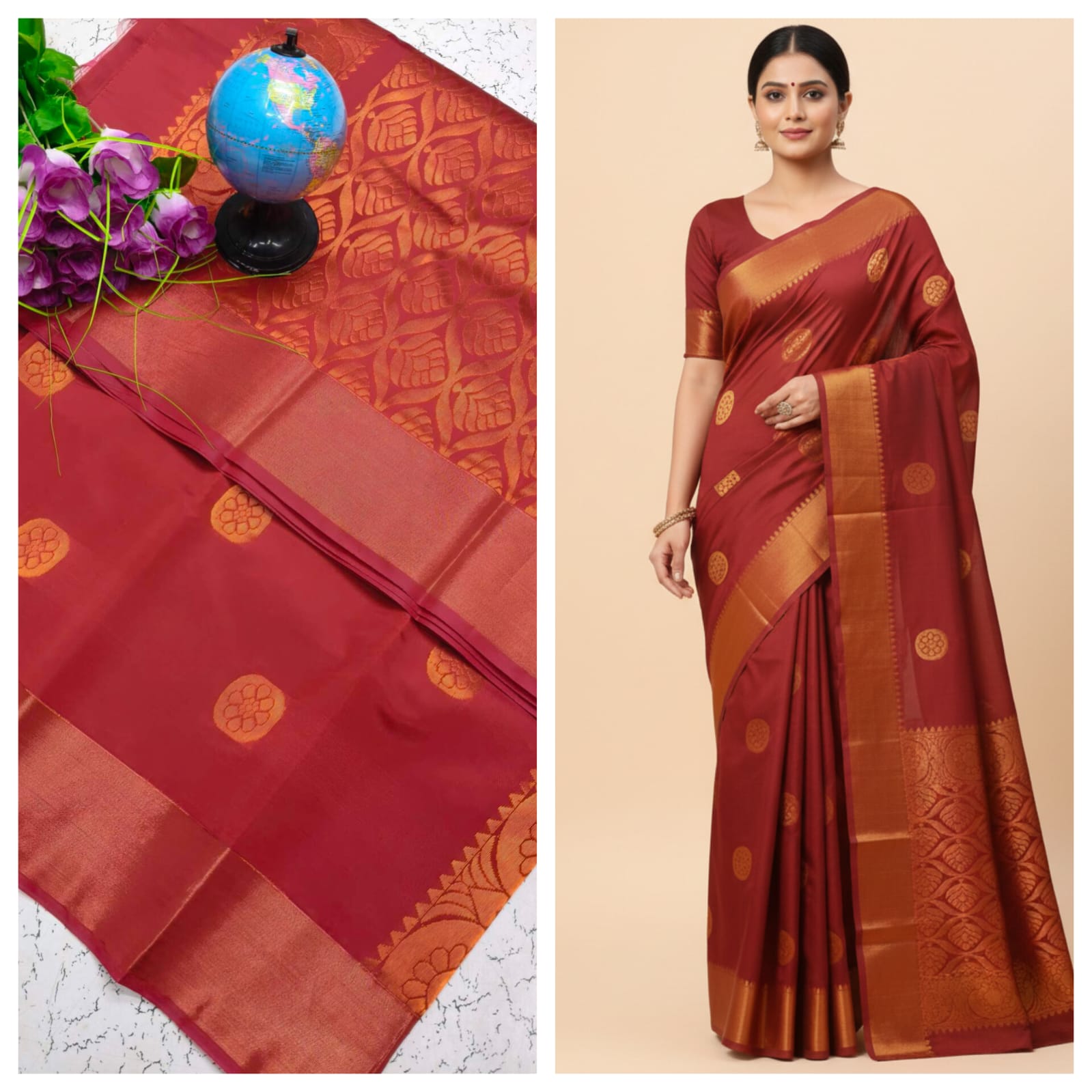 Kotta Cotton Silk Saree Maroon